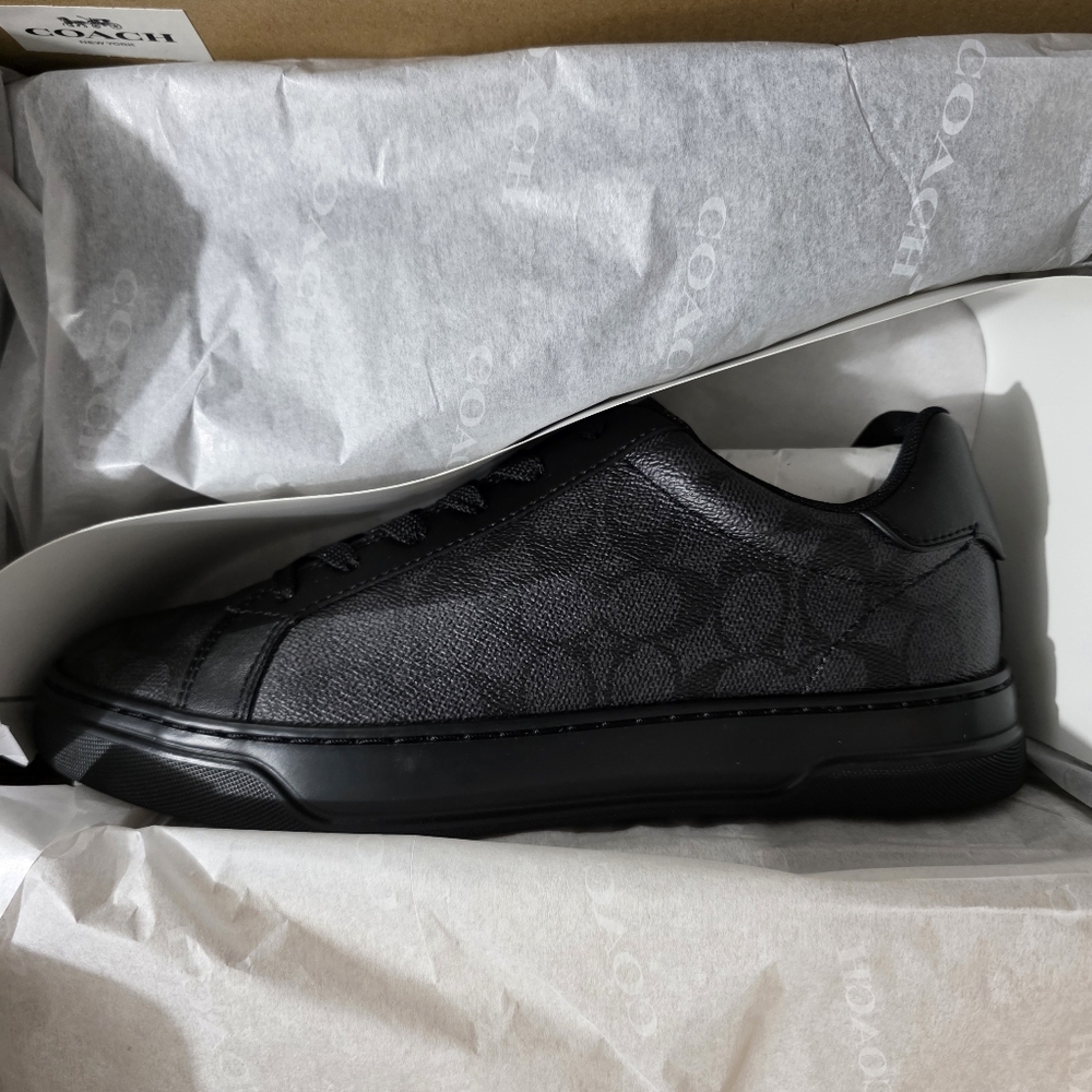 Coach High Line Sneakers Signature Canvas Graphite Black Men's New in Box - Picture 8 of 8